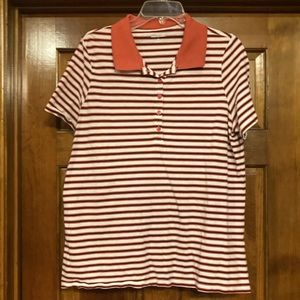 XL Kim Rogers Salmon and White Textured Polo